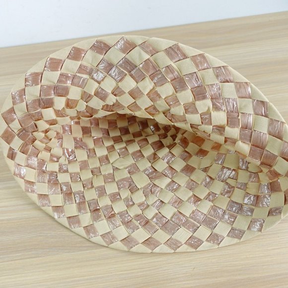 Italian Straw Hat Womens Bucket Braided Plastic Summer Beach Boho Natural ITALY - Picture 9 of 10